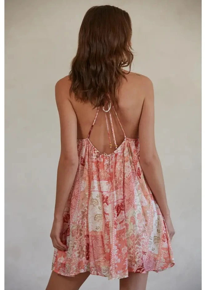 Woven Rayon Nylon Dress Flare Mini Dress