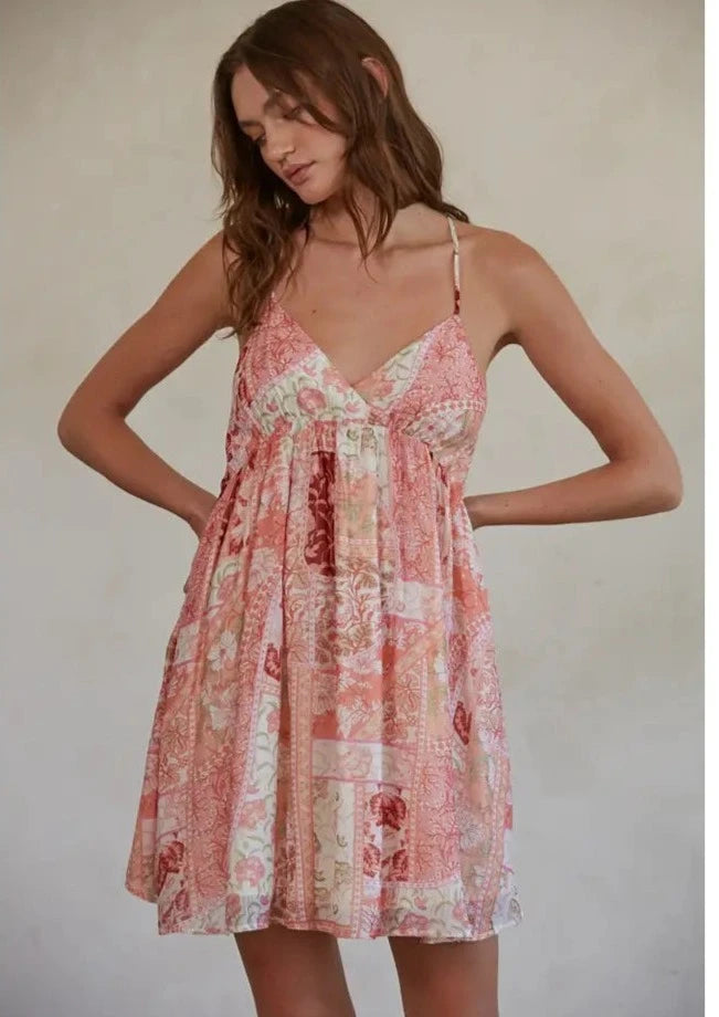 Woven Rayon Nylon Dress Flare Mini Dress